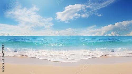 Wide horizon of tropical beach: a sky and sea panorama for relaxation and inspiration © hassan