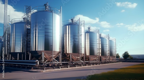 Tank stainless steel industrial silos for chemical production ai generated