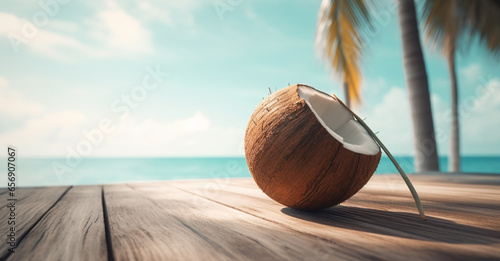 coconut on the beach photo