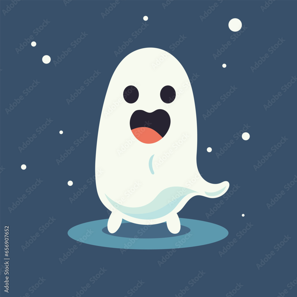 Fototapeta premium Vector cute halloween ghost flat character