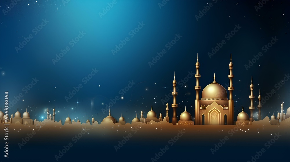ramadan banner concept design with mosque empty space ai generated 