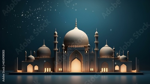 ramadan banner concept design with mosque empty space ai generated 