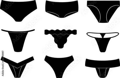 Illustration of different women underwear isolated on white