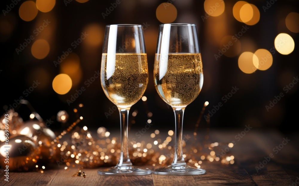 Glasses toasting Christmas with blurred background. Glasses toasting Christmas with blurred background.