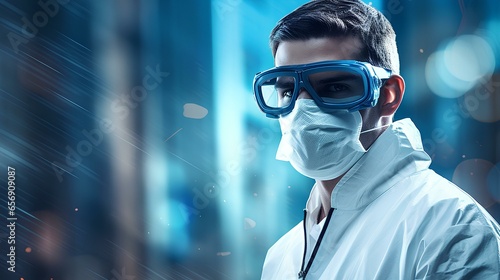 medical banner with doctor wearing goggles ai generated