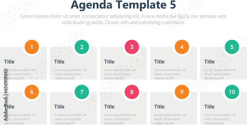 Agenda infographics template, Agenda templates, presentation agenda. Vector template design. Editable template of presentation slide representing company agenda, 