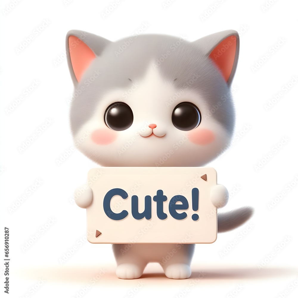 Illustration of a shaded cartoon cat holding a Illustration of a shaded cartoon cat holding a