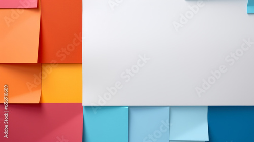 A frame of sticky notes around a white empty space. Copy space concept. © AllistairBot/Peopleimages - AI