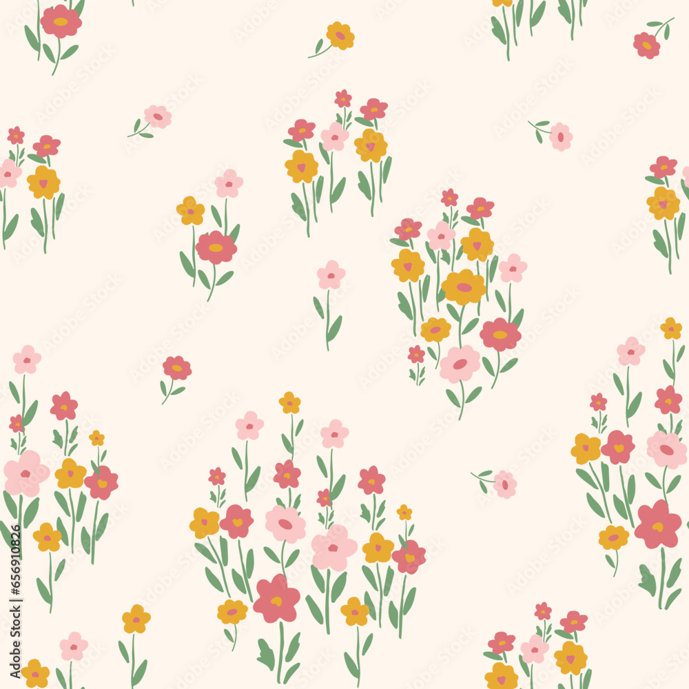 floral, seamless, pattern, spaced out, multicolor, ditsy, doodle, spring, summer, random, womens wear, kids wear, pastel, small, red, abstract, all over print, artwork, background, beautiful, blossom,
