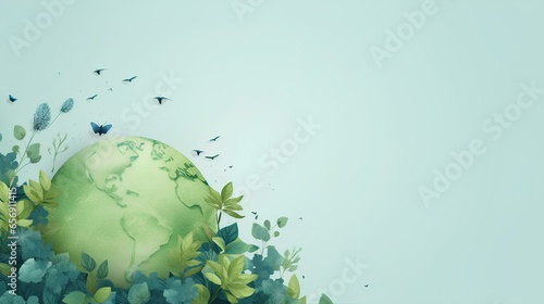 happy earth day background, green environment, social media post with empty space ai generated #656911415