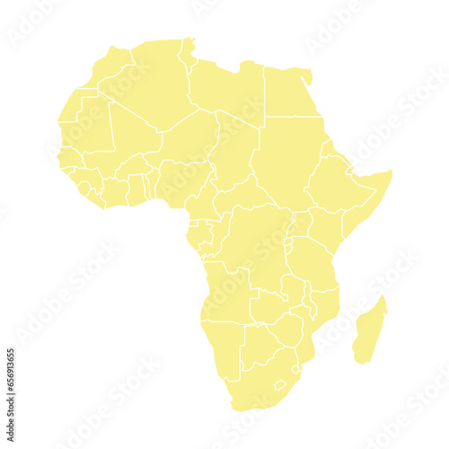 Silhouette and colored  creamy  Africa map