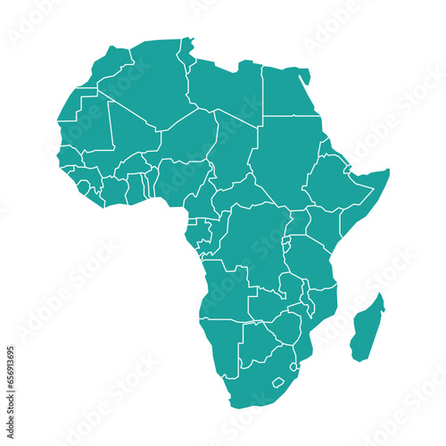Silhouette and colored (turquoise) Africa map