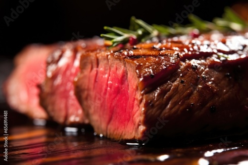macro shot of juicy grilled venison steak