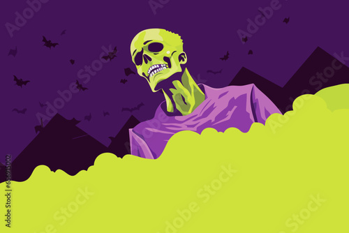 A vector illustration of a zombie with copy space, perfect for a Halloween poster. 