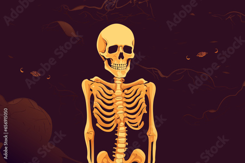 A vector illustration of a skeleton with copy space, perfect for a Halloween poster. 