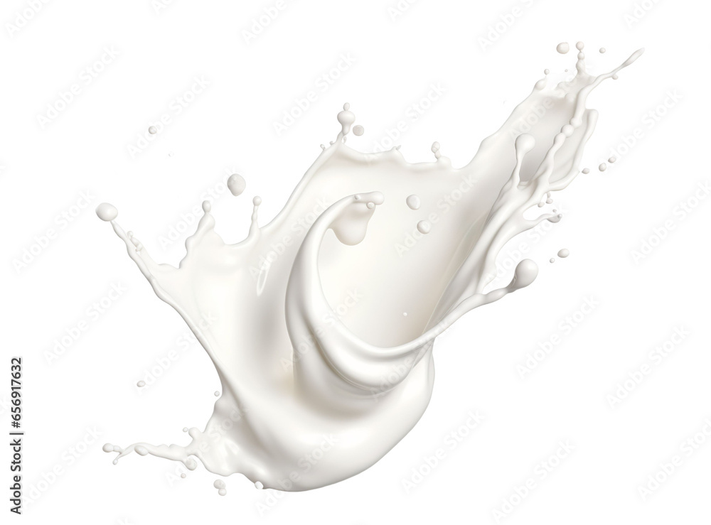 White milk wave splash with splatters and drops. Isolated on a transparent background. White milk wave splash with splatters and drops. Isolated on a transparent background.