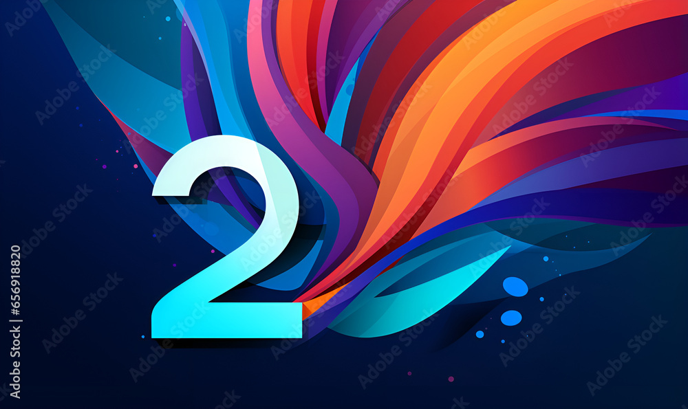 Number 2 logo icon design, 2nd birthday logo number, anniversary 2