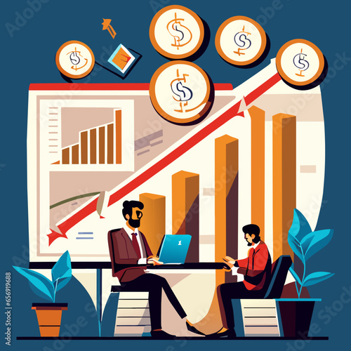 business person with graph business people in office  rson working on laptop in library person working on computer back to school children student student studying at home vector illustration photo