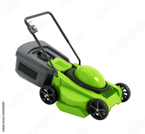 Generic lawnmover isolated on transparent background. 3D illustration