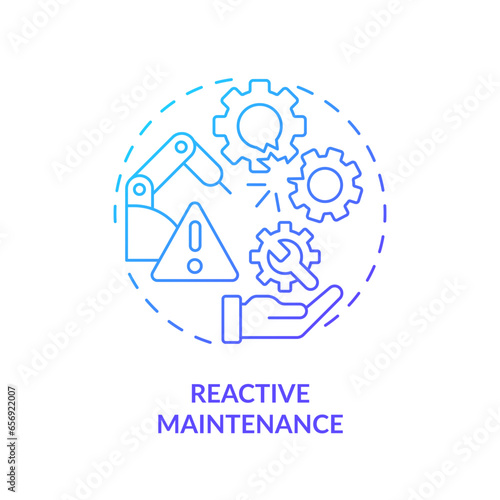 2D gradient icon reactive maintenance concept, isolated vector, predictive maintenance thin line illustration.