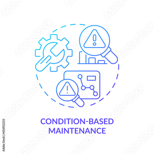 2D gradient icon condition based maintenance concept, isolated vector, predictive maintenance thin line illustration.
