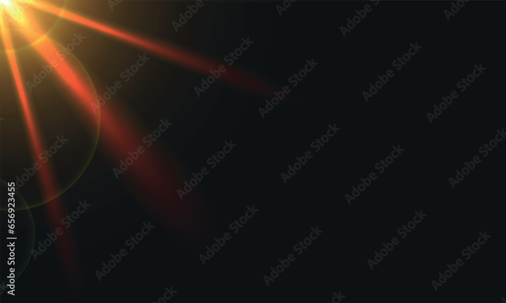 Abstract background light effect of sun rays, glare from the sun, dawn. Vector illustration