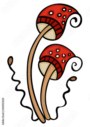 Wallpaper Mural Red mushrooms cartoon drawing style Torontodigital.ca