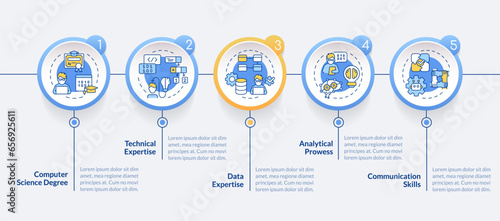 2D AI engineer vector infographics multicolor template, data visualization with 5 steps, process timeline chart.