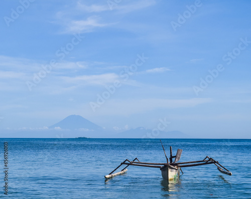 boat or jukung on the beach, lombok