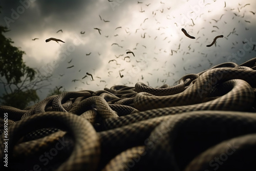 Many snakes fell from the sky scary