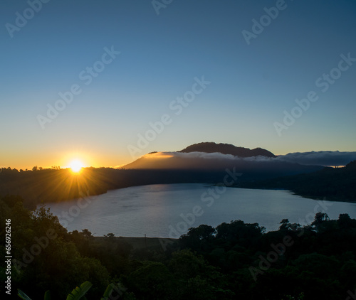 sunriset over the lake buyan, bali photo