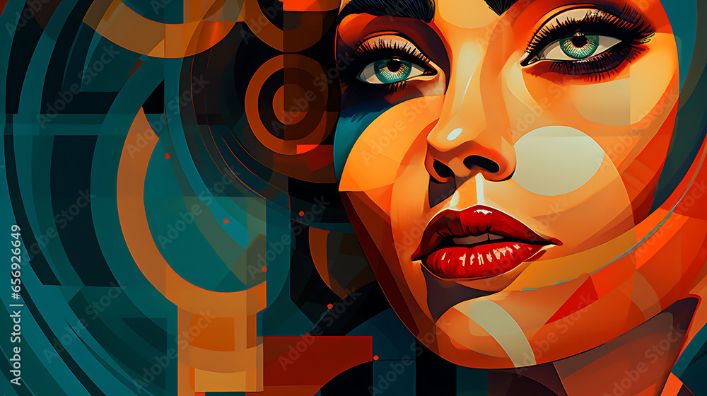 illustration in the style of digital constructivism, dark turquoise and ...