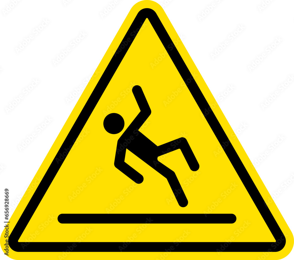 Slippery, Wet Floor Sign, Triangle With Yellow Background, For Print, Plot, Cut. Slippery, Wet Floor Sign, Triangle With Yellow Background, For Print, Plot, Cut.