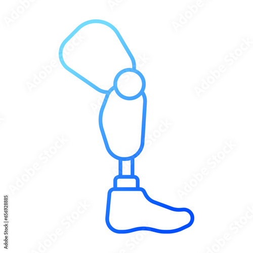 2D pixel perfect gradient prosthetic leg icon, isolated vector, thin line illustration representing medical care equipment.