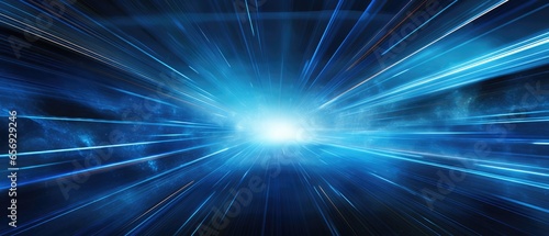 Light Speed, Hyperspace, Space Warp In Blue . Сoncept Black Holes, Time Travel, Wormholes, Galactic Expansion