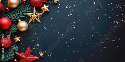 Merry Christmas and Happy New Year. Bright festive Christmas background. New Year s celebration