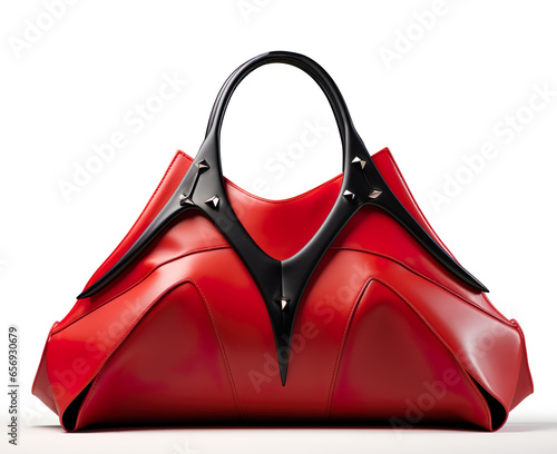 Elegant red leather handbag bag fashion for women or girls. Generated AI illustration image. Lovely acessorries concept photo