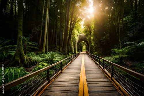 wooden bridge in the forest #656931236