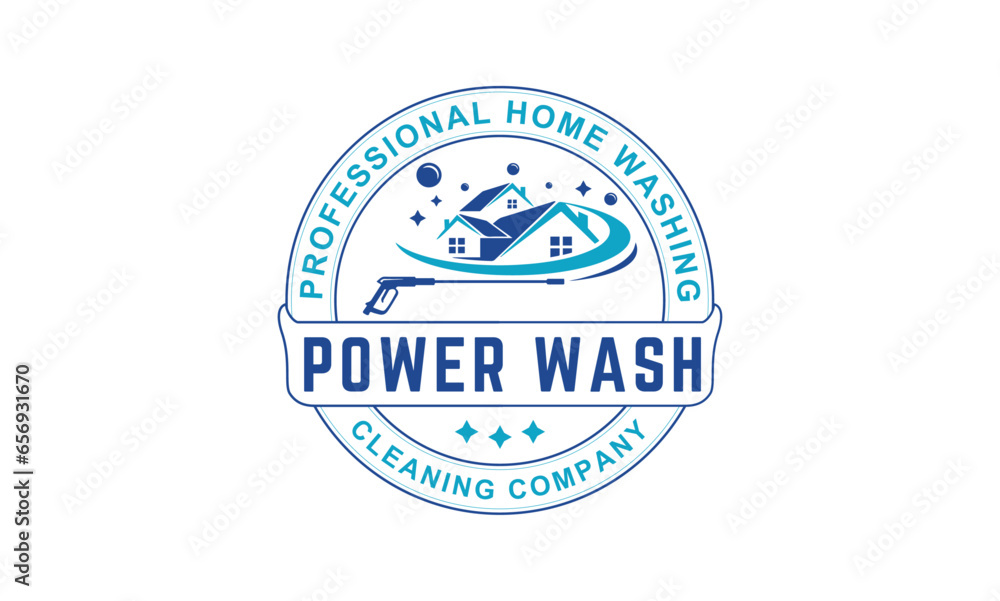 Professional power washing illustration vector graphic template for pressure powerful wash logo design