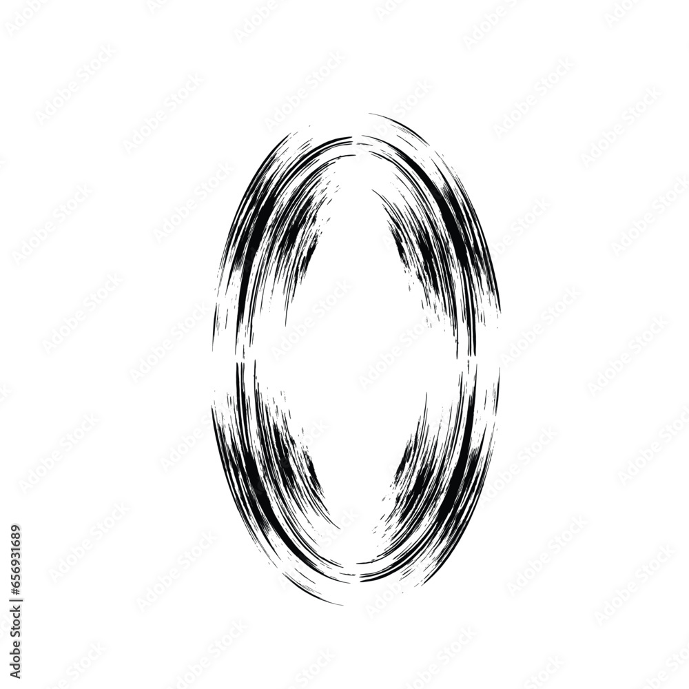 Obraz premium Hand Drawn Vertical Oval line Bold Stroke Shape Abstract rounded shape