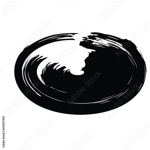 Hand Drawn Horizontal Oval line Bold Stroke Shape Abstract rounded shape