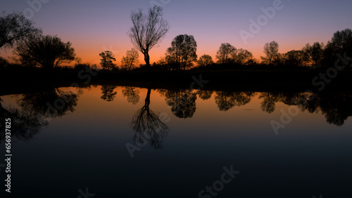 sunset over the river