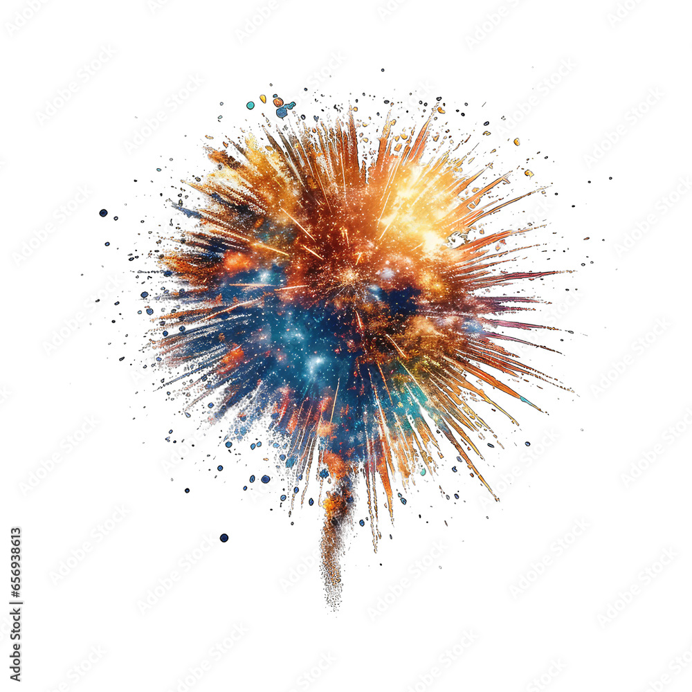 fireworks in the sky splashes happy new year happy birthday isolated on white background fireworks in the sky splashes happy new year happy birthday isolated on white background