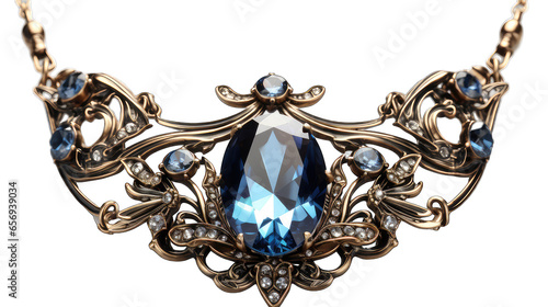 Antique bracelet with diamonds and gemstones isolated on white background