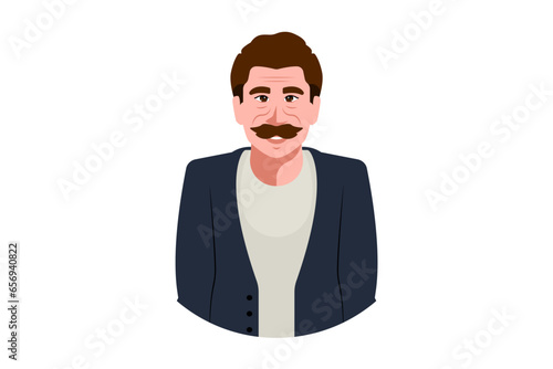 Old man mexican avatar profile on isolated background, Vector illustration.