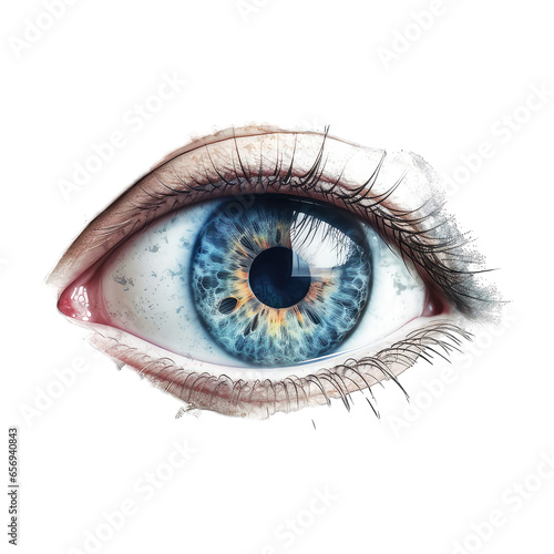 Graphic eyes in blue isolated on white background