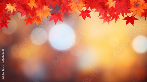 Autumn web banner with maple leaves and bokeh effect with copy space