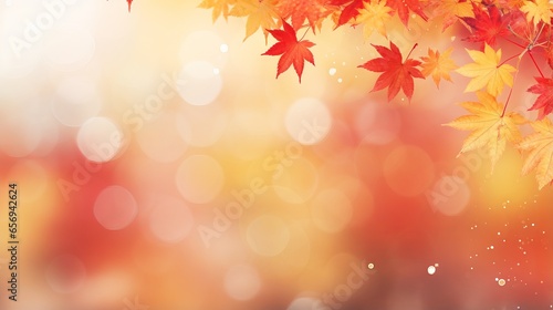 Autumn web banner with maple leaves and bokeh effect with copy space © hassan