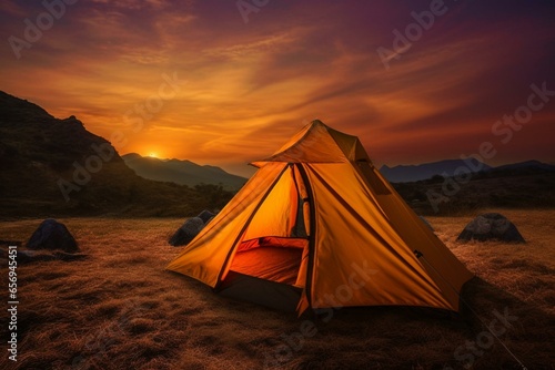 Premium outdoor tent suitable for hiking, designed for your next adventure. Generative AI