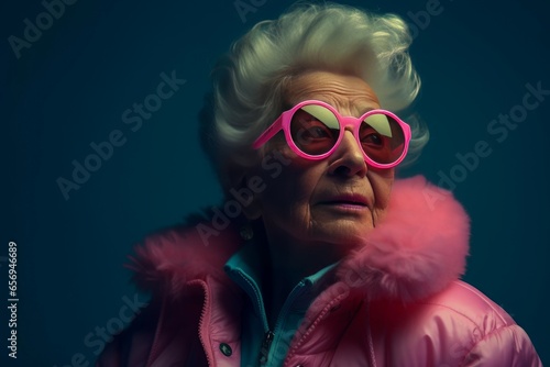 Stylish fashion grandma sunglasses. Party fun. Generate Ai